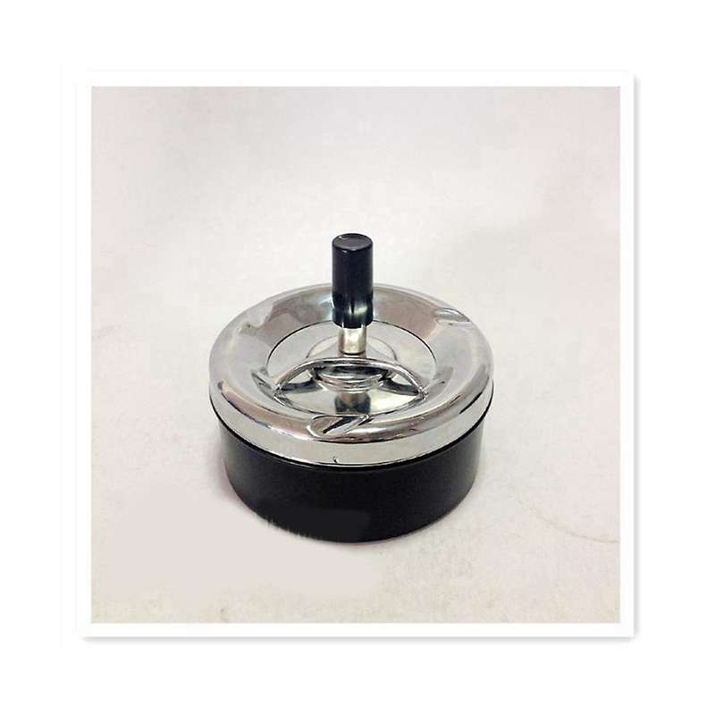Rotating Ashtray 9cm Diameter Stainless Steel Black Matt Pvc Tape Carbon Look Rotating Ashtray Turn