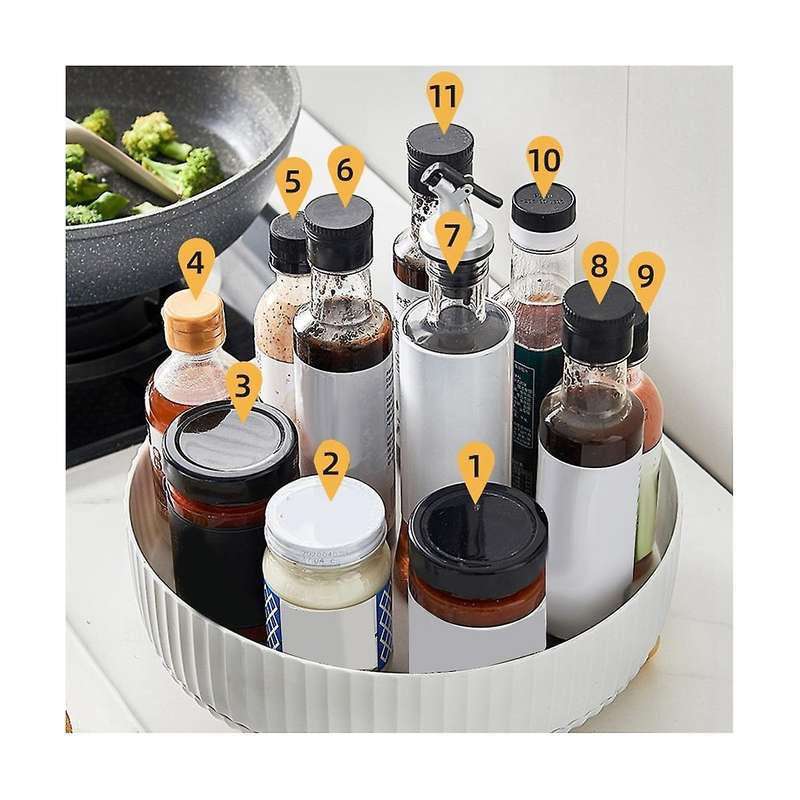 Rotating Cabinet Organizer Kitchen Bathroom Cosmetic Turntable Storage Tray Non- Spice Round Rack