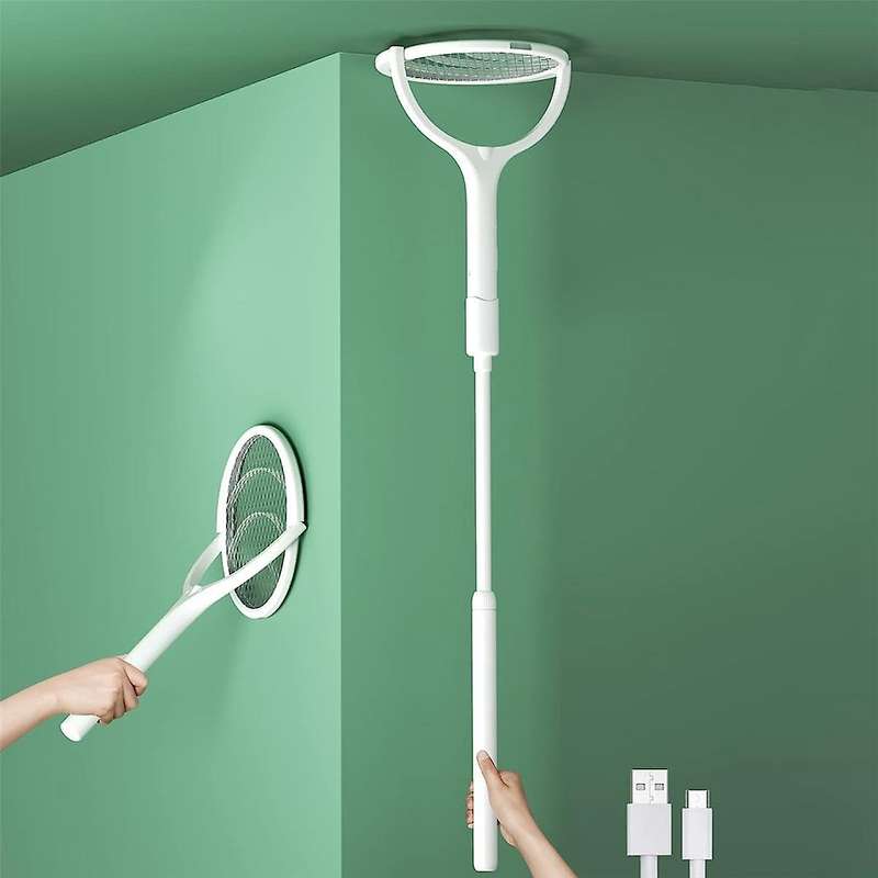 Rotating Head Rechargeable Electric Fly Swatter Zapper Indoor Zapper Fruit Fly with 1pcs Telescopic