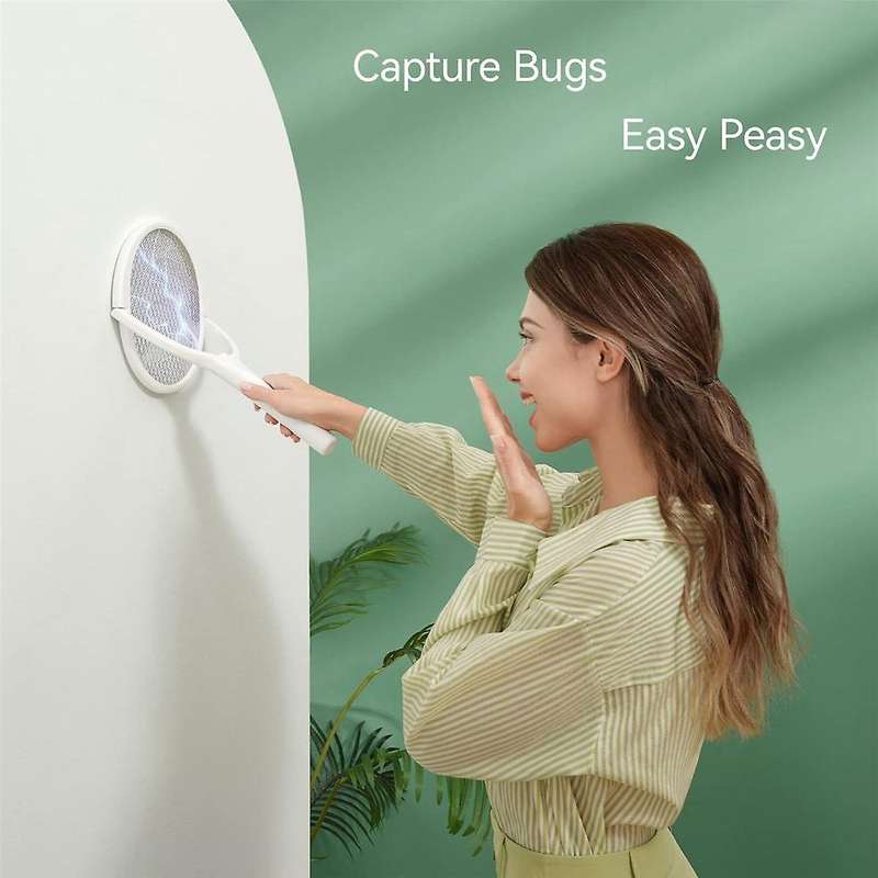 Rotating Head Rechargeable Electric Fly Swatter Zapper Indoor Zapper Fruit Fly with 1pcs Telescopic