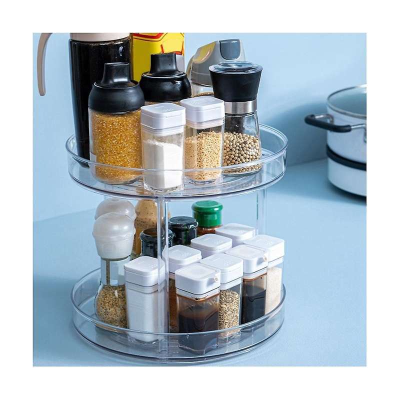 Rotating Kitchen Seasoning Refrigerator Tray Transparent Seasoning Rack Turntable Storage Box Multi