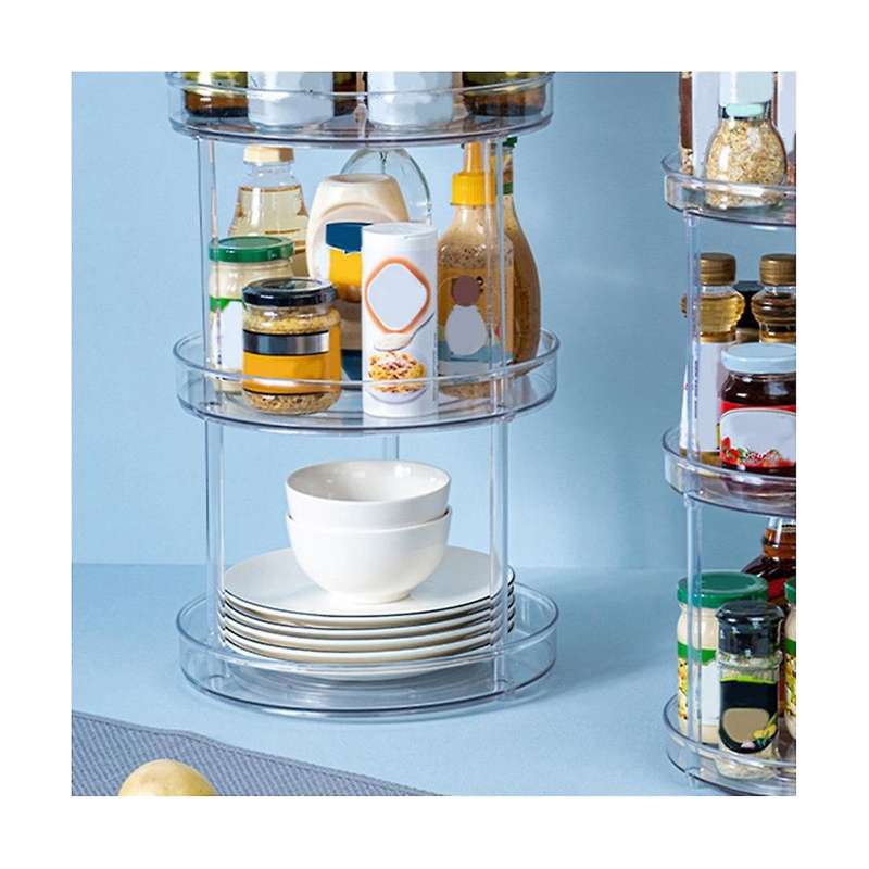 Rotating Kitchen Seasoning Refrigerator Tray Transparent Seasoning Rack Turntable Storage Box Multi
