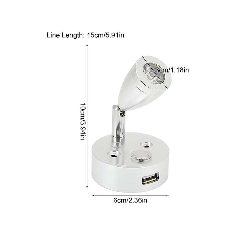 Rotating Reading Light Warm White Car Rotating Wall Light Touch Dimming Rv Light Charging Port Boat