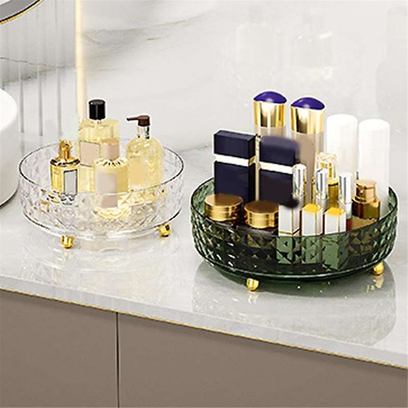 Rotating Perfume Organizer Stand, 360 Clear Makeup Skincare Organizer Vanity Cosmetics Organizer Tra