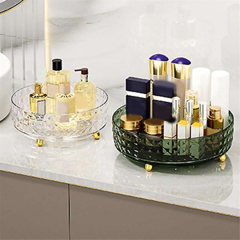 Rotating Perfume Organizer Stand, 360 Clear Makeup Skincare Organizer Vanity Cosmetics Organizer Tra