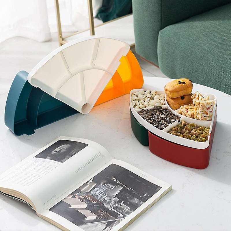 Rotation 2-Layer Candy Box Nut Case Snack Storage Box Container Dessert Tray Fruit Plate Wedding Hom