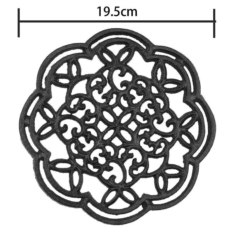 Round Cast Iron Trivet Iron Heat-Insulation Trivet Non-Slip Potholders Vintage Pattern for Kitchen D