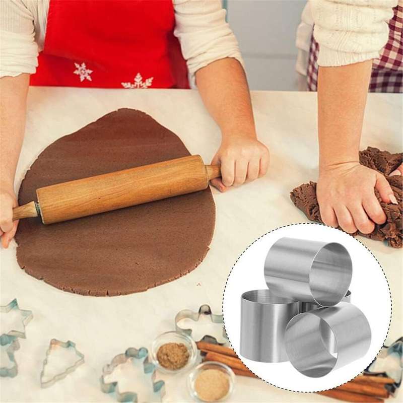 Round Cake Ring Mold Stainless Steel Baking Rings 16pcs Dessert Mousse Mold Mini Cake Pastry Ring Fo