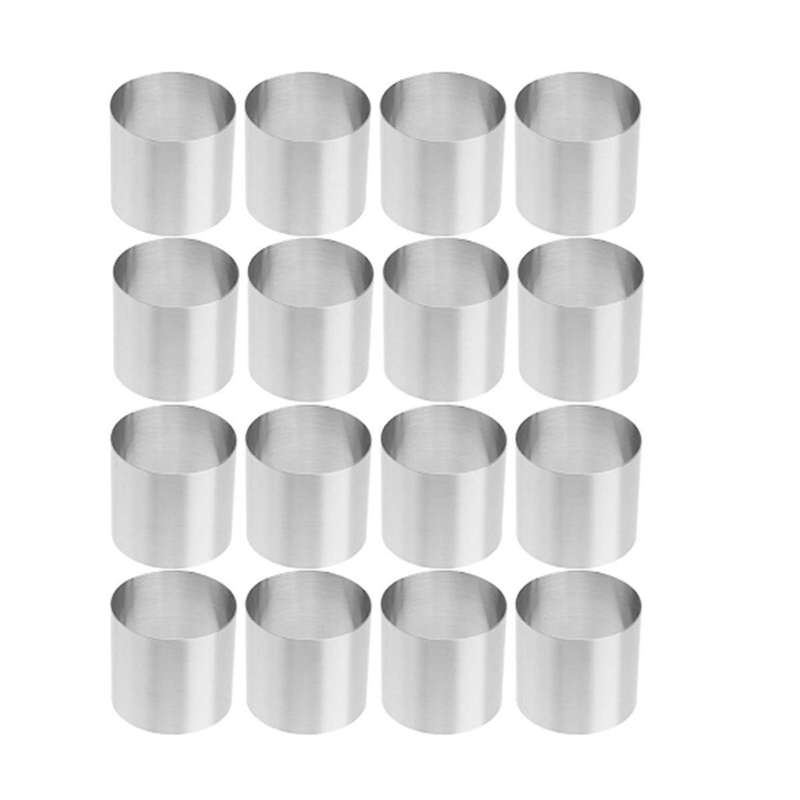 Round Cake Ring Mold Stainless Steel Baking Rings 16pcs Dessert Mousse Mold Mini Cake Pastry Ring Fo