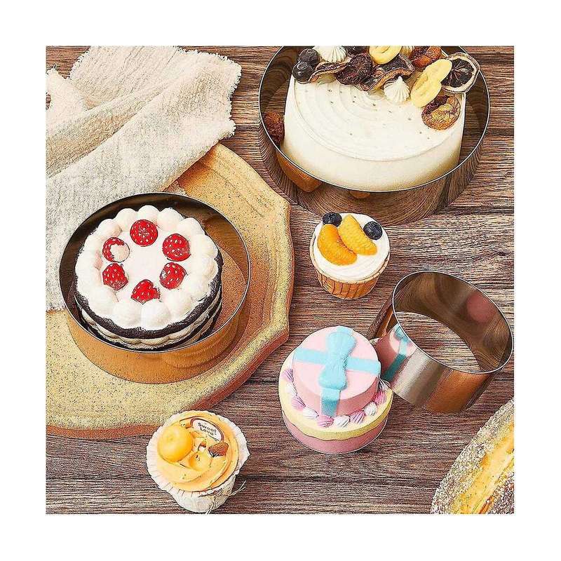 Round Cake Ring Set 4/6/8/10 Inch Biscuit Cutter Circle Cookie Cake Mold Stainless Steel Pastry Rin