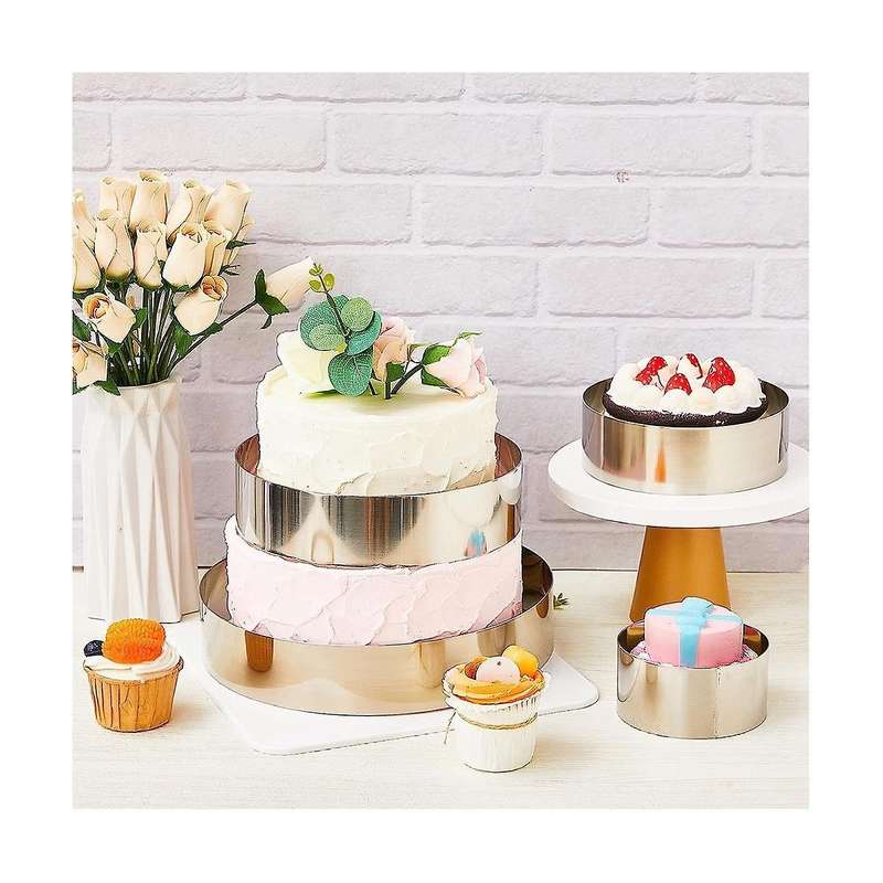 Round Cake Ring Set 4/6/8/10 Inch Biscuit Cutter Circle Cookie Cake Mold Stainless Steel Pastry Rin