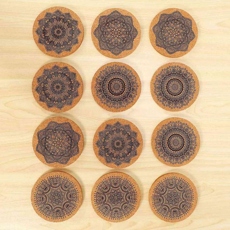 Round Cork Coaster with Bracket Set Heat Insulation Mat Anti Scalding and Anti Skid Meal Mat Bol Ma