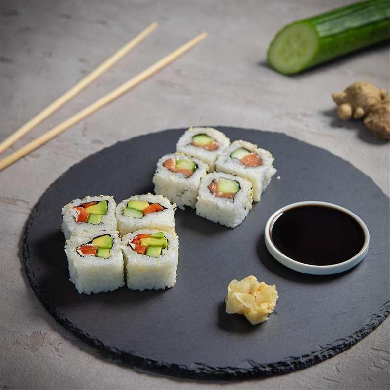 Round Cheese Board, Natural Stone Tray for Serving Cheese, Charcuterie, Sushi, Appetizers, And
