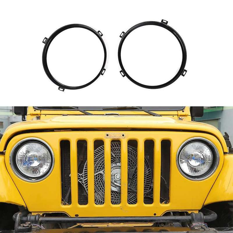 Round Headlight Retaining Ring Headlamp Bezel Mounting Bracket for Wrangler TJ 1997-2006 Black