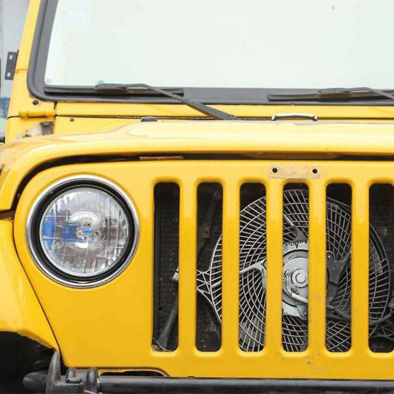Round Headlight Retaining Ring Headlamp Bezel Mounting Bracket for Wrangler TJ 1997-2006 Black