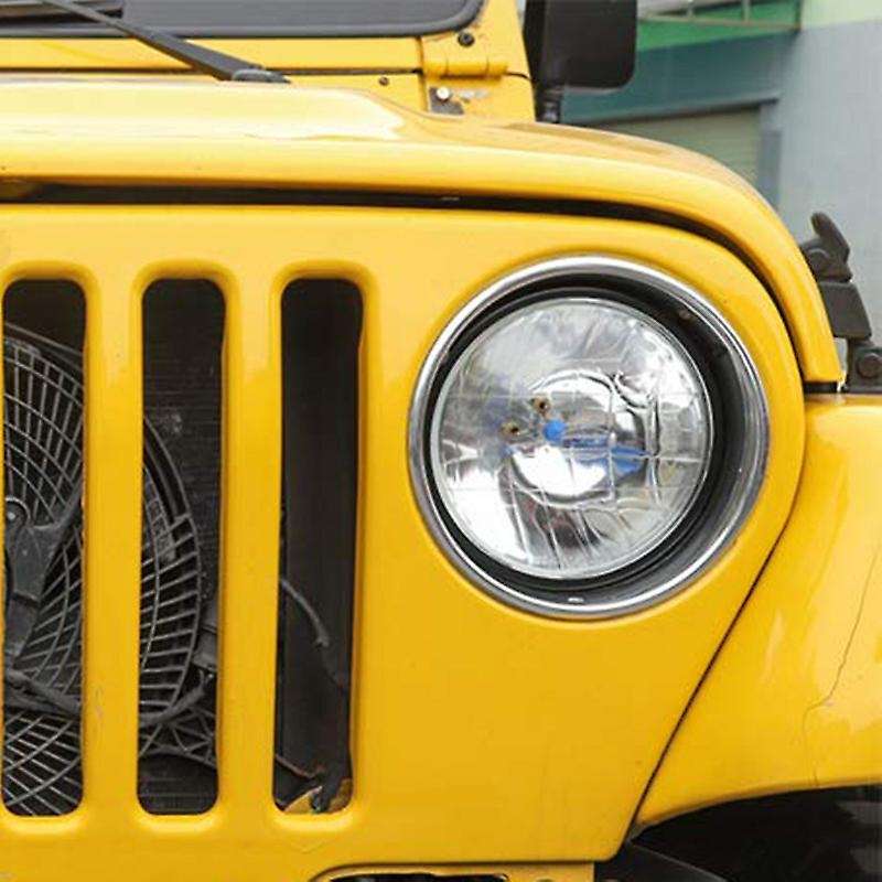 Round Headlight Retaining Ring Headlamp Bezel Mounting Bracket for Wrangler TJ 1997-2006 Black