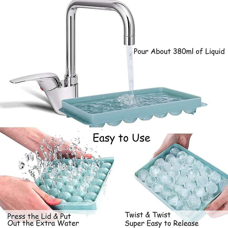 Round Ice-cube Trays with Lid, Mini Round Ice Ball Tray for Freezer