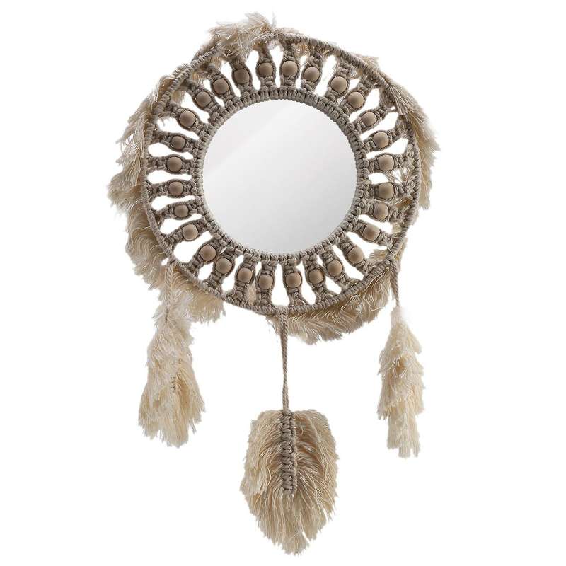 Round Mirror Macrame Mirror Wall Decor for Apartment Living Room Bedroom Baby Nursery Dorm