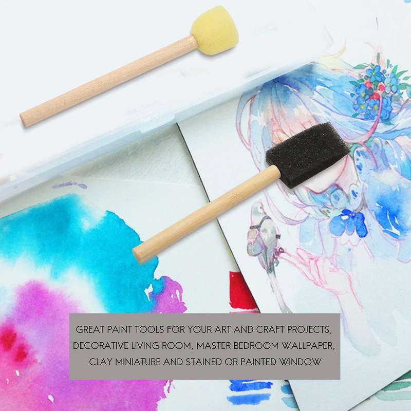 Round Paint Foam Sponge Brush Various Shaped and Sized, Watercolor Sponges for Painting, Craft