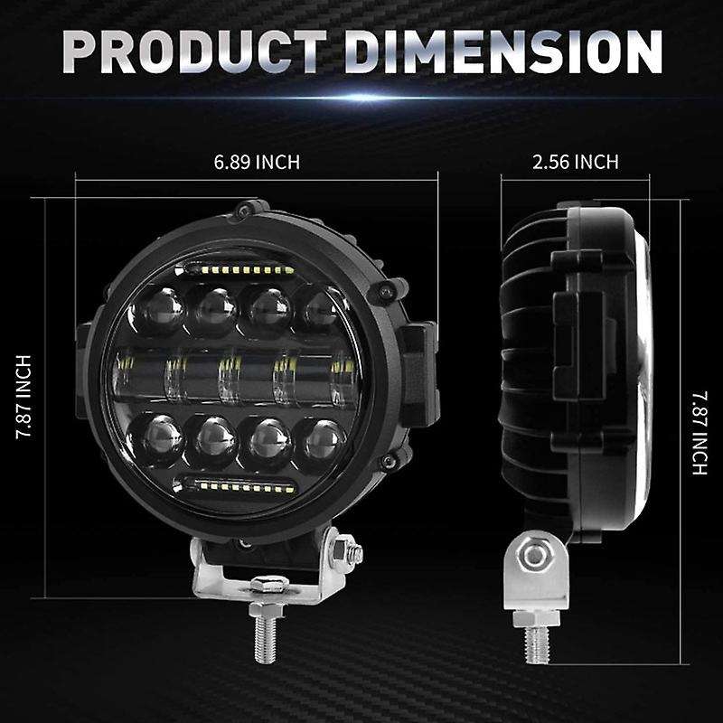 Round LED Work Light, 60W Flood Spot Combo Beam Light Compatible Truck SUV