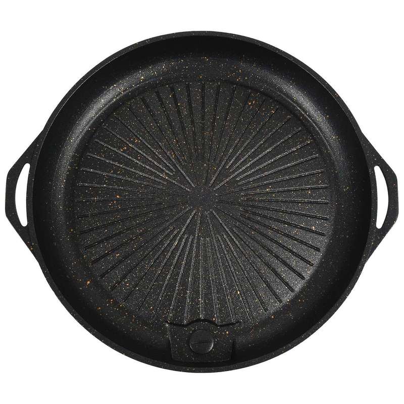 Round Stone Coated Baking Pan Bbq Grill Plate for Smokeless Nonstick Barbecue Sub Type Roast Dish Ki