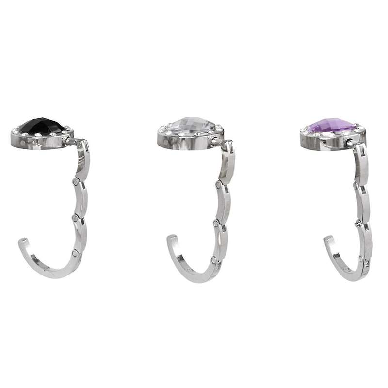Round Shape Portable Desk Hanger for Hanging Purse Bag Hook Holder Table Hook Crystal Alloy Foldable