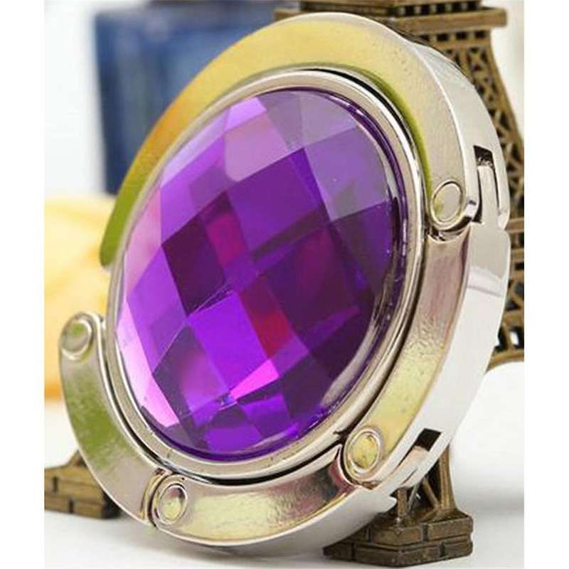 Round Shape Portable Desk Hanger for Hanging Purse Bag Hook Holder Table Hook Crystal Alloy Foldable