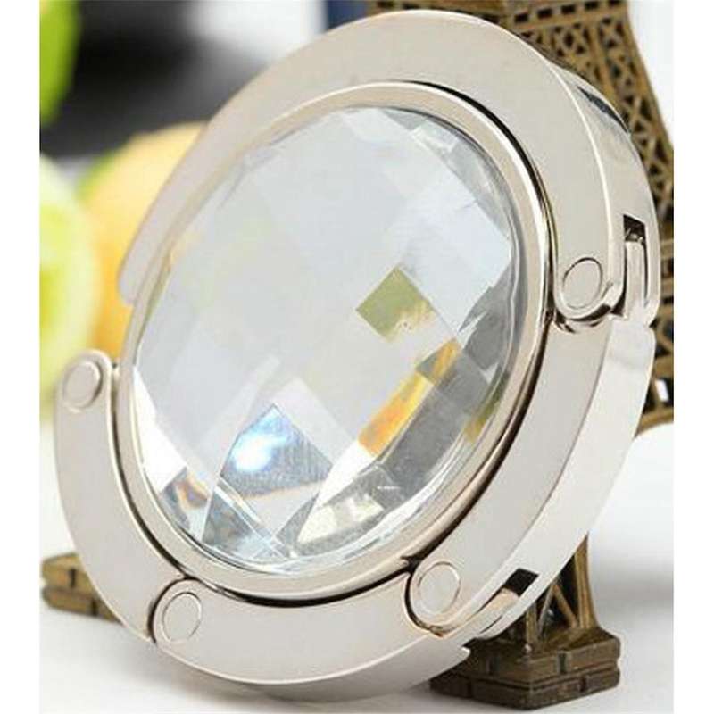 Round Shape Portable Desk Hanger for Hanging Purse Bag Hook Holder Table Hook Crystal Alloy Foldable