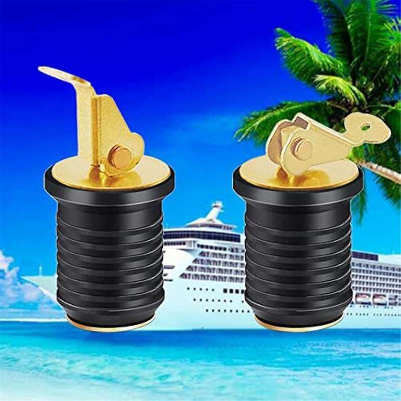 Rubber Seal Brass Drain Plug Brass Snap Lock Bait Well Plug Bottom Porthole Drain Plug for Scuppers