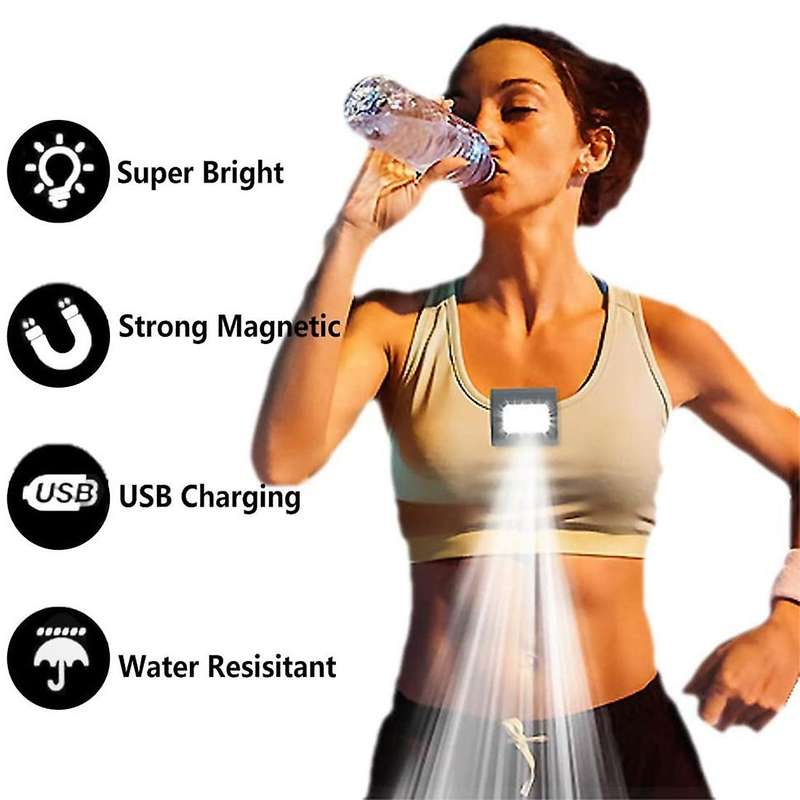 Running Lights 2 Pack Safety Jogging LED Light with USB Charging Line and Magnetic Clip for Night Ru