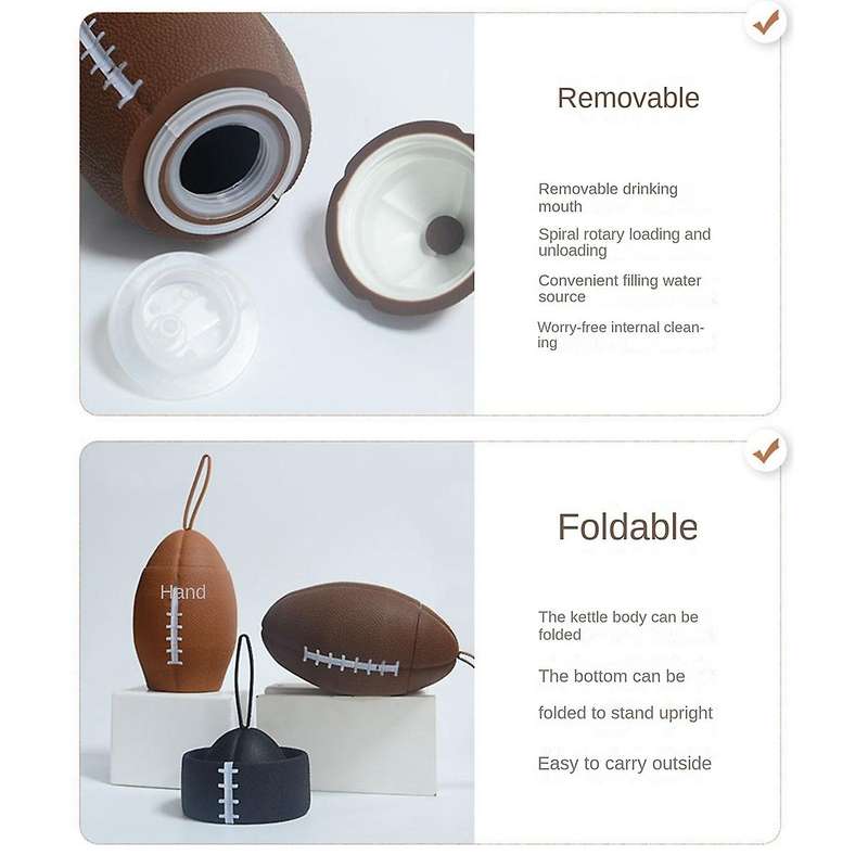 Rugby Foldable Water Portable Leakproof Drinking Cup Football Free Silica Gel 750ml Sports A