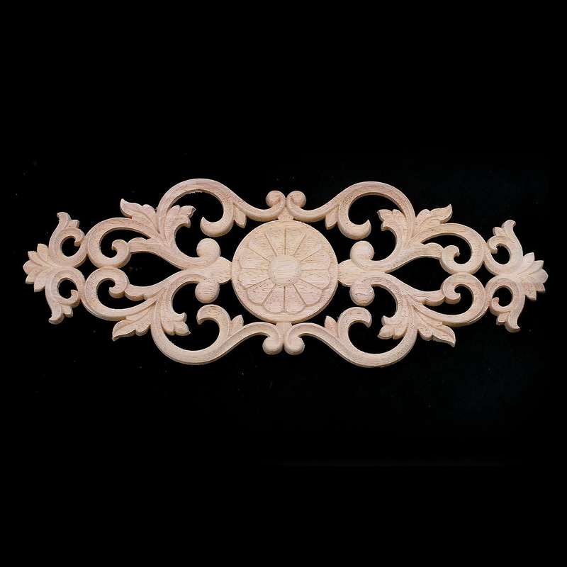 Rubber Wood Carved Applique Retro Furniture Crafts Decor New(40*15cm)