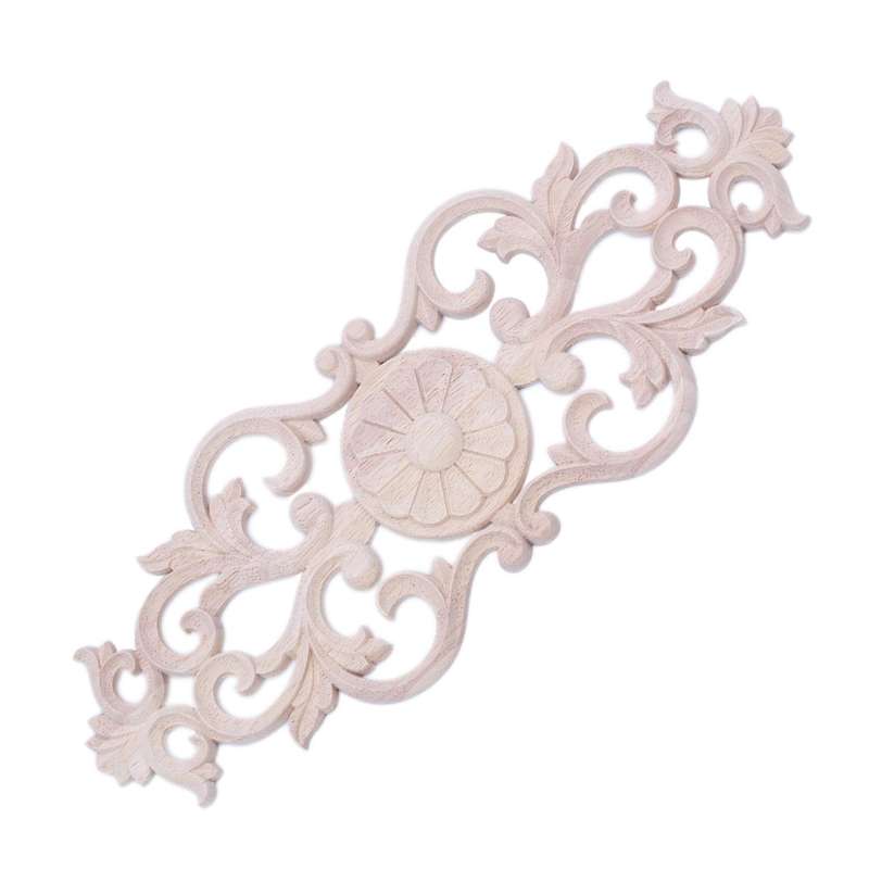 Rubber Wood Carved Applique Retro Furniture Crafts Decor New(40*15cm)
