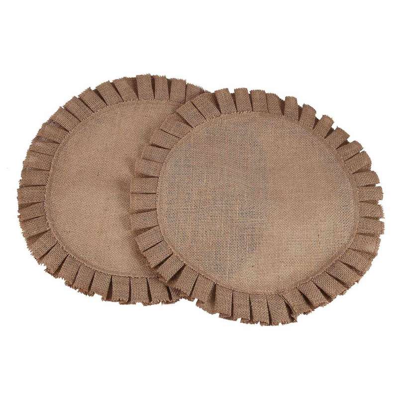 Rustic Farmhouse Burlap Round Placemats 4, Size In 15 Inches Diameter