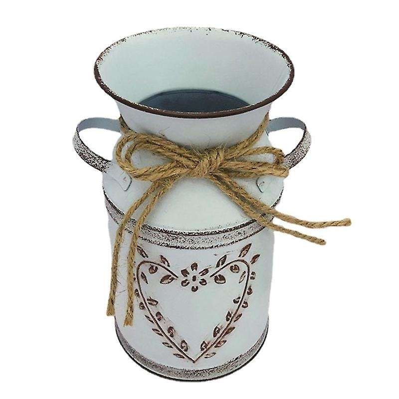 Rustic Metal Flower Vase Farmhouse Vintage Shabby Chic Galvanized Can Jug French Bucket Flower Holde