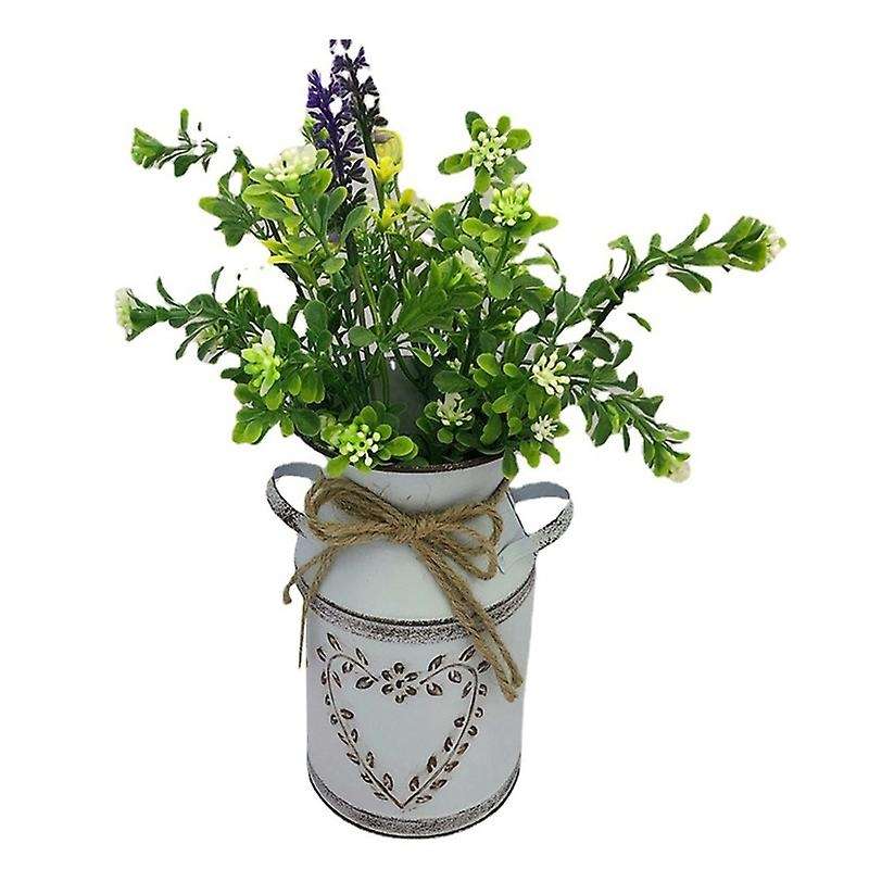 Rustic Metal Flower Vase Farmhouse Vintage Shabby Chic Galvanized Can Jug French Bucket Flower Holde