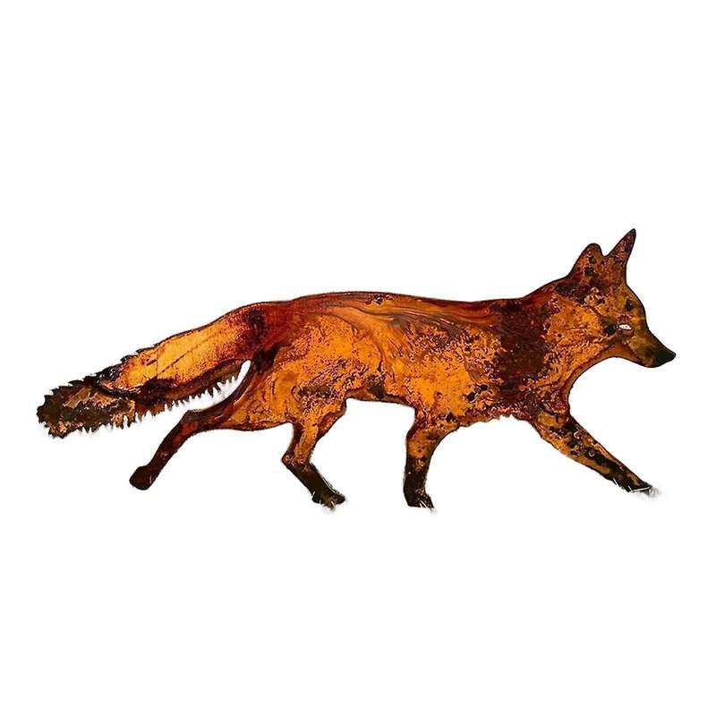 Rustic Metal Fox Garden Decoration with Stakes-Woodland Animals Yard Gift for Her-Birthday Gift- Art