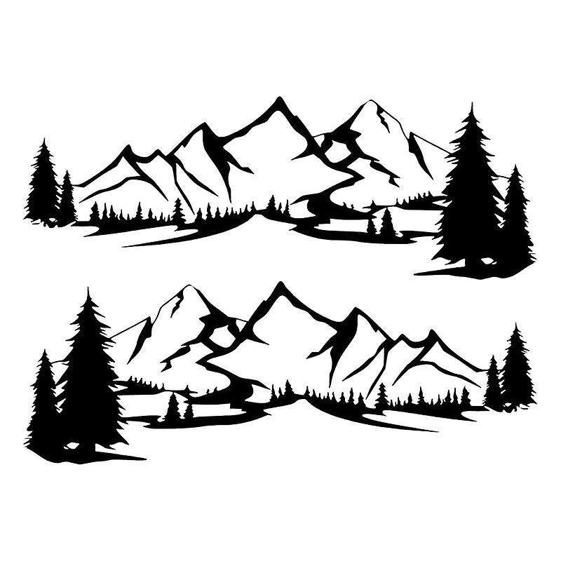 Rv Motorhome Side Body Sticker Diy Mountain Tree Decal Sticker Decoration for Car Trailer