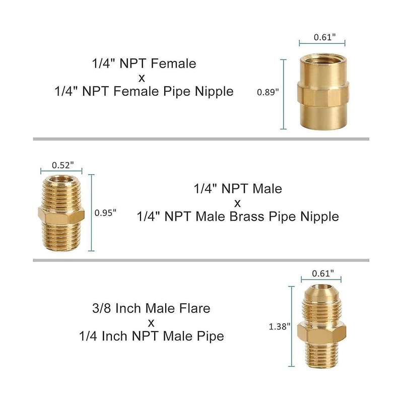 Rv Propane Quick Connect Fitting Adapter Valve, 1/4 Inch Male Npt Full Flow Plug & 3/8 Inch Male Qu
