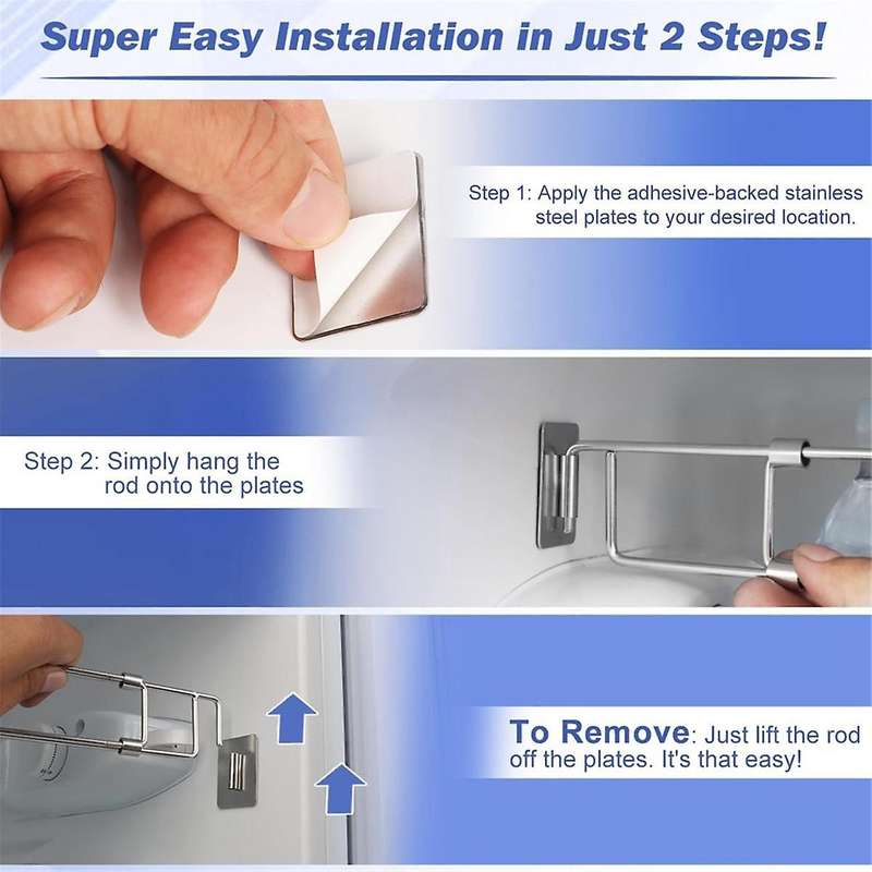RV Secure Adjustable Bars, Stainless Steel Rods, Food&Drink Stabilizers for RV Refrigerator (2 Pack)