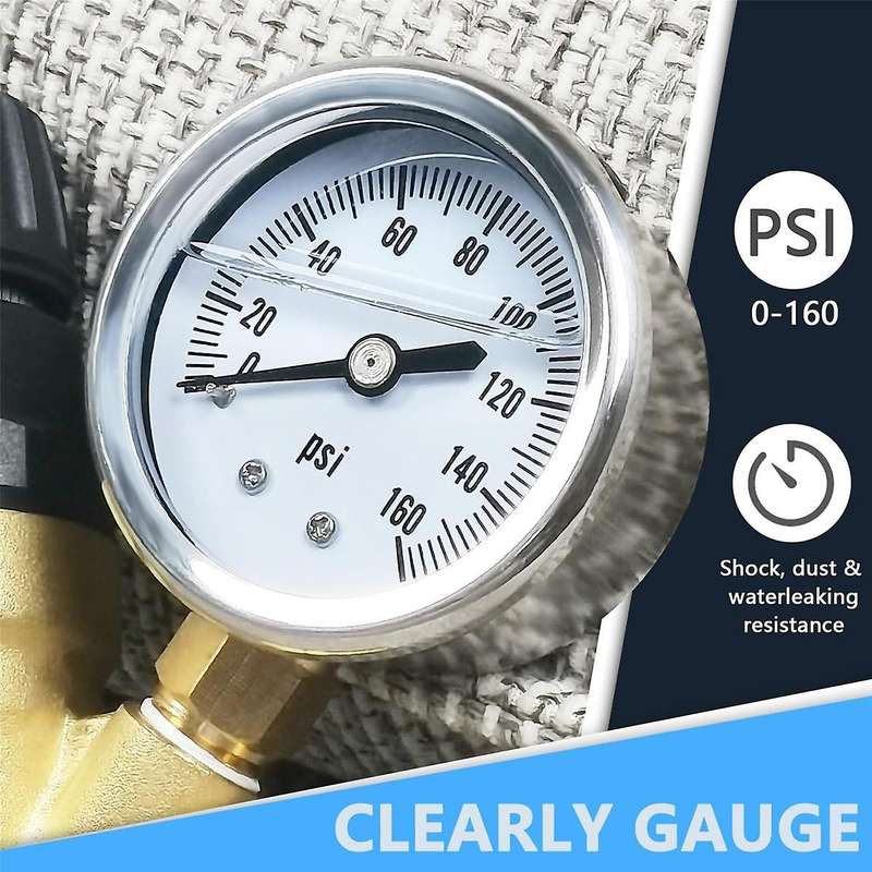 Rv Water Pressure Regulator Adjustable Handle with Gauge for Rv Campervan Travel Trailer Upgrade Wat