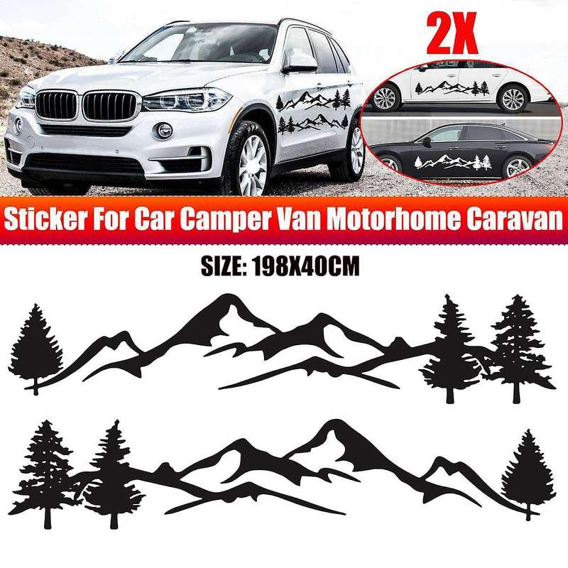RV Universal Body Sticker DIY Tree Mountain Scene Forest Graphic Decal Sticker Decoration for Carava