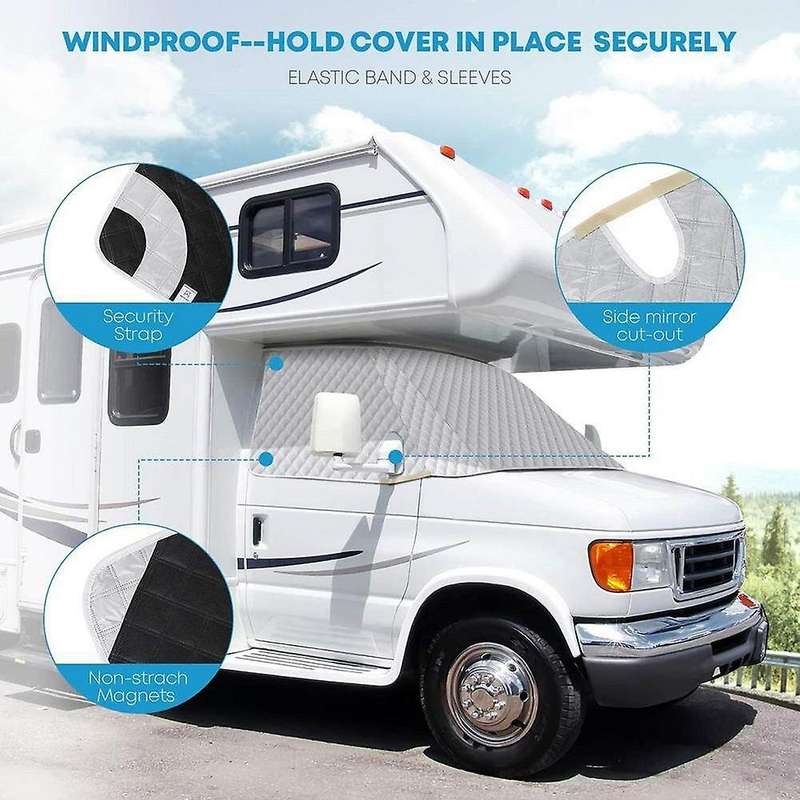Rv Windshield Sunshade Cover for C 1997-2022 4 Layers Thickened Motorhome Windshield Snow Cover