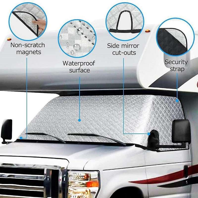 Rv Windshield Sunshade Cover for C 1997-2022 4 Layers Thickened Motorhome Windshield Snow Cover