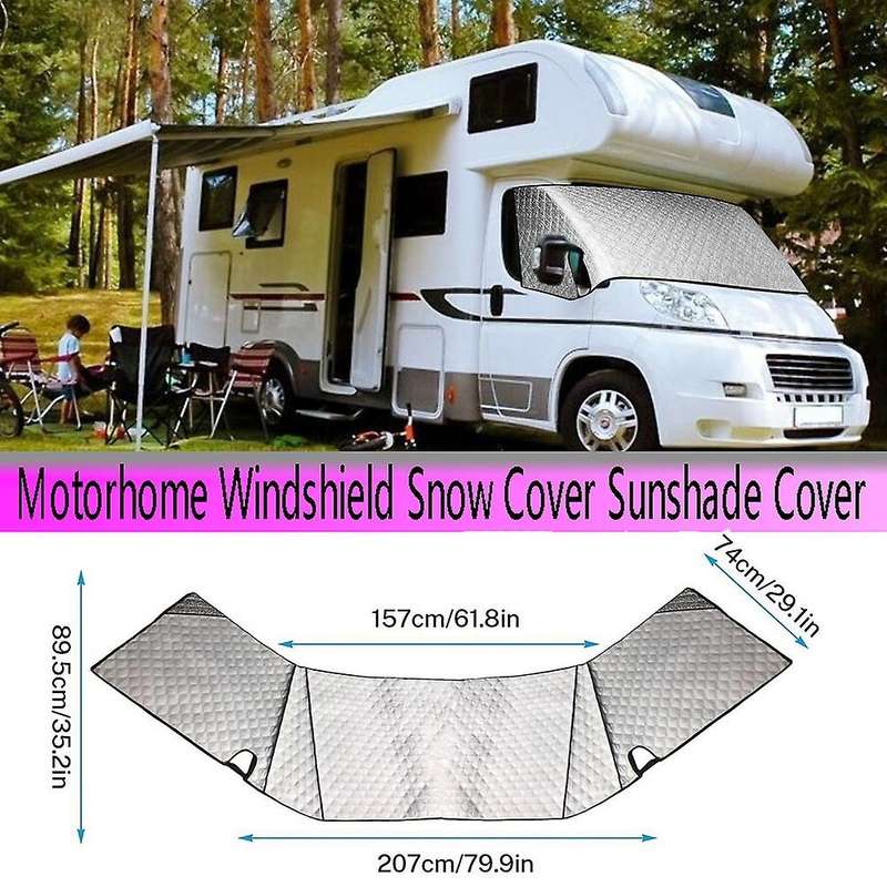 Rv Windshield Sunshade Cover for C 1997-2022 4 Layers Thickened Motorhome Windshield Snow Cover