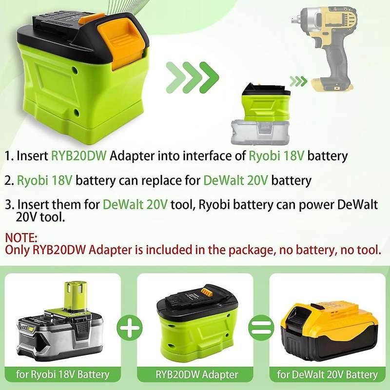 Ryb20dw Battery Adapter for Ryobi 18v Battery Convert to for Dewalt 20v Battery , Power for Dewalt 2