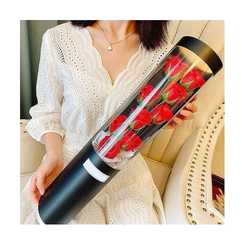 S Day Flower Artificial Flower Gift Girl 's Day with Glass Dome Led Flower Light Red