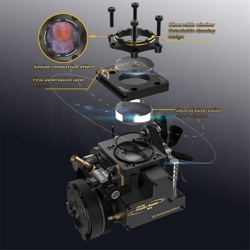 -S100AT Engine with Base Full Kit 4-Stroke Methanol Engine Miniature Transparent Cylinder Head Eng
