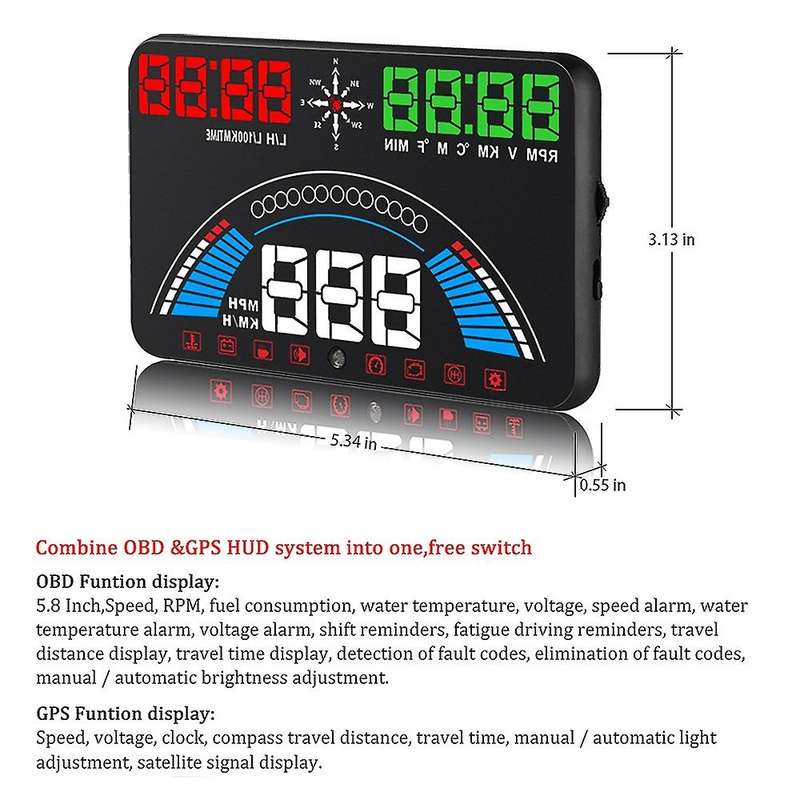 S7 HUD Head Up Display Auto HUD OBD2 Car Speed Projector Vehicle Speeding Warning Fuel Consumption W
