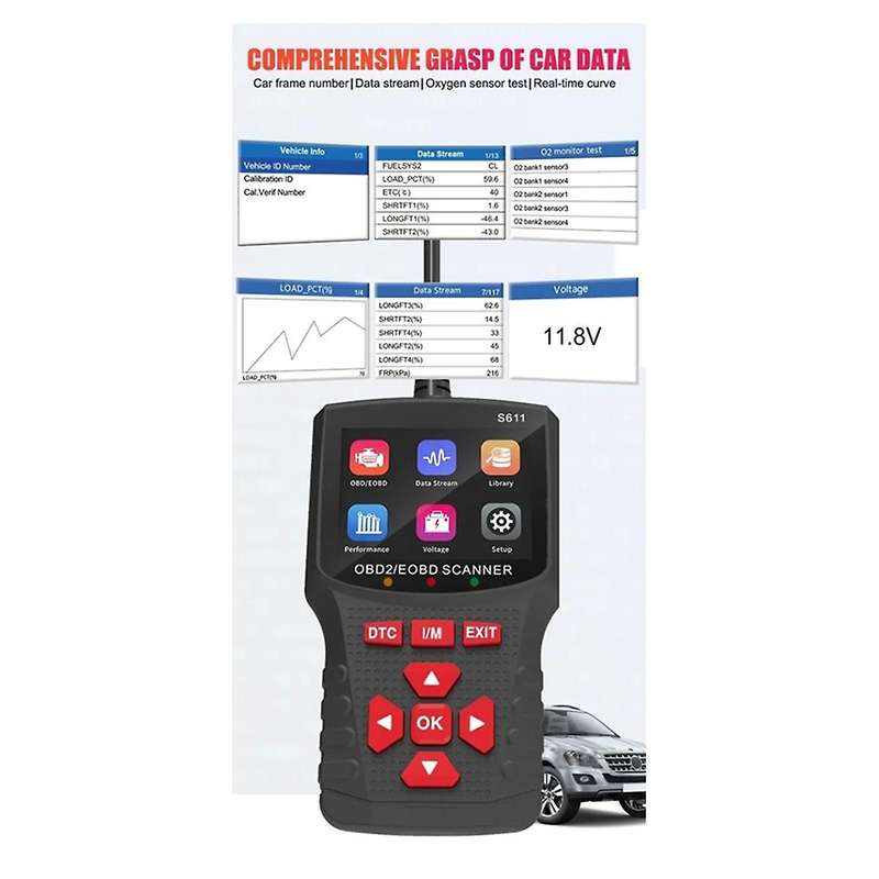 S611 OBD2 Automatic Scanner for Car Clearing Fault Code Reader Professional Car Engine Fault Diagnos